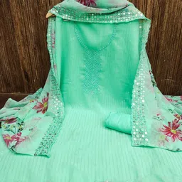KALINI Geometric Embroidered Sequinned Unstitched Dress Material-image-21