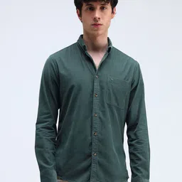 Flying Machine Men Button-Down Collar Solid Cotton Slim Fit Casual Shirt-image-50