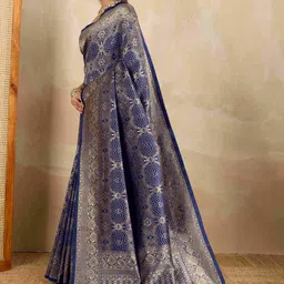 Shreyansh creation Ethnic Motifs Zari Silk Blend Banarasi Saree image 2