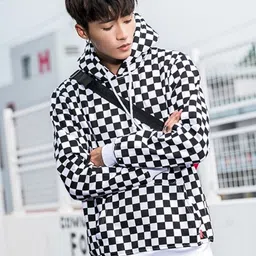 StyleCast Men Cotton Checked Hooded Pullover Sweatshirt-image-20