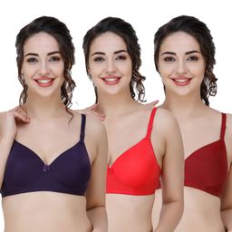 College Girl Pack of 3 T-shirt Full Coverage Lightly Padded Bra-34