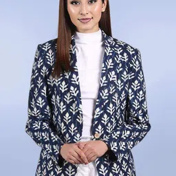 Talethread Printed Cotton Single-Breasted Casual Blazer-image-86