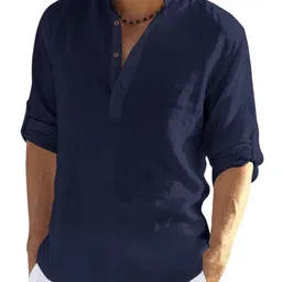 SHOPYCLICK Men Navy Blue Kurta-image-98
