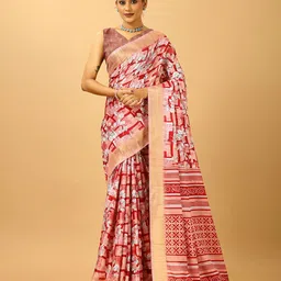 A.V.M. SILK MILLS Floral Printed Zari Saree-image-92