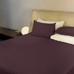 LABHAM Simple Living Violet Striped 210 TC Satin King Bedsheet With 2 Pillow Covers-image-2