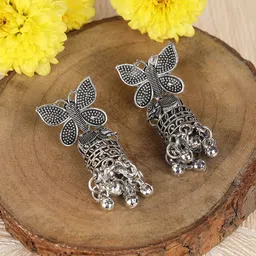 Thrillz Silver-Plated Artificial Beads Beaded Contemporary Jhumkas-94