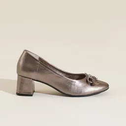 Peach Flores Leather Wedge with image 3