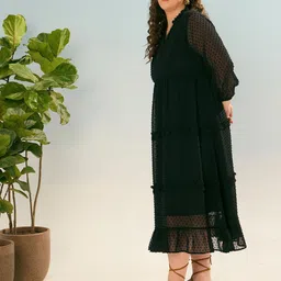 SASSAFRAS Curve Self Design Fit and Flare Midi Dress image 5