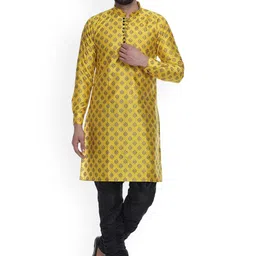 VEERA PARIDHAAN Ethnic Motifs Woven Design Mandarin Collar Jacquard Weave Straight Kurta-image-68