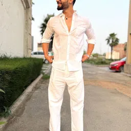 Be Savage Slim Fit Long Sleeves Linen Shirt-image-76