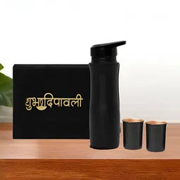 INTERNATIONAL GIFT Black Set of 3 Copper Solid Water Bottle-image-91