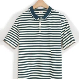 VIMAL JONNEY Men Regular Fit Striped Polo Collar Cotton T-shirt-image-14