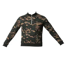 Basics Men Camouflage Open Front Jacket with Embroidered image 2
