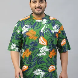 VEIRDO Men Printed Drop-Shoulder Sleeves Pure Cotton T-shirt-image-33