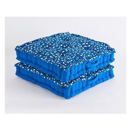SKANDA FAB Blue & White 2 Pieces Animal Printed Cotton Square Cushions-24
