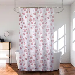Kuber Industries Brown & Transparent 6 Pieces Printed Waterproof Shower Curtains-11