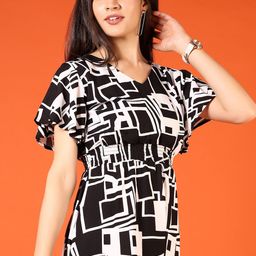 V-Mart Print A-Line Midi Dress-image-41