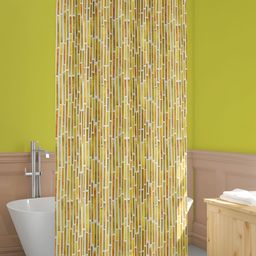 ArtzFolio Yellow & White Printed Waterproof Shower Curtain-10