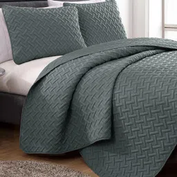 Story@home Grey Queen Bedsheet with 2 Pillow Covers-10
