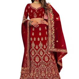 Maroosh Embellished Thread Work Unstitched Lehenga & Blouse With Dupatta image 1
