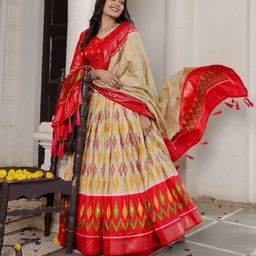 Aavisa Queency Printed Silk Ready to Wear Lehenga & Unstitched Blouse With Dupatta-picture-7