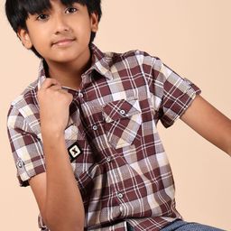 V-Mart Boys Tartan Checks Opaque Checked Casual Shirt-image-33