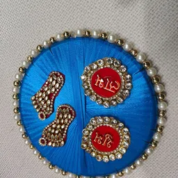 Sellplus Yellow & Blue Embellished Shubh Labh Tealight Candle Holders-picture-17