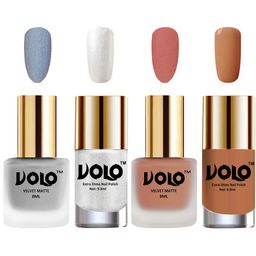 VOLO Set Of 4 Velvet Matte & Extra Shine Nail Polish-8 ml & 9.9 ml Each Shade 28-33-65-46-29