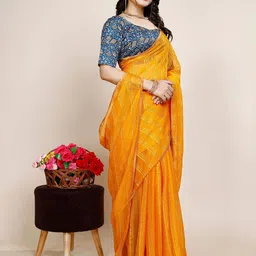 K 5 Fashion Women Striped Pure Chiffon Saree-picture-26