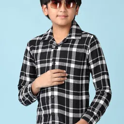 V-Mart Boys Spread Collar Tartan Checked Cotton Casual Shirt-picture-41