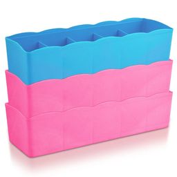 Kuber Industries Pink & Blue Pack of 3 Regular 5 Grid Undergarment Drawer Organisers-29