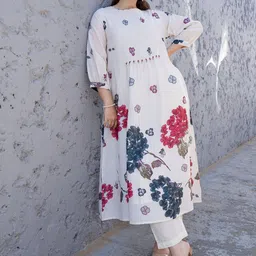 FREYAA Printed Round Neck Pure Cotton Top With Trousers-picture-15