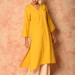 JHALAKK BY LAALZARI Linen V-Neck Tunic With Palazzos Co-Ords-image-34