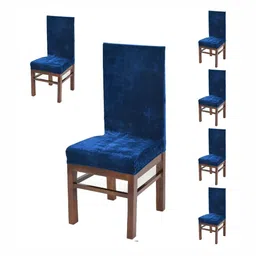 DECOR VATIKA Set Of 6 Blue Stretchable Chair Covers-image-83