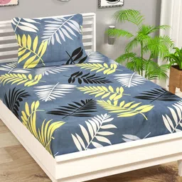 bsb home Grey Floral 144 TC Single Bedsheet with 1 Pillow Covers-image-48