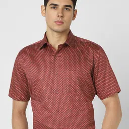 Van Heusen Micro Ditsy Printed Spread Collar Pure Cotton Formal Shirt-picture-2