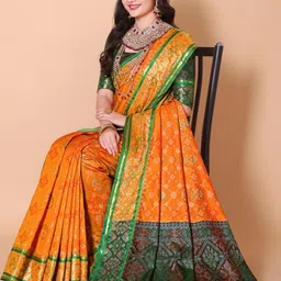 jayant creation Yellow Silk Blend Patola Sarees-picture-16