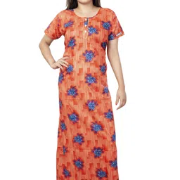 Laa Calcutta Printed Pure Cotton Maxi Nightdress-image-33