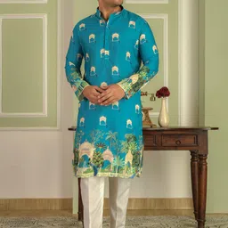 LEMONX Men Ethnic Motifs Printed Kurta with Pyjamas-picture-11