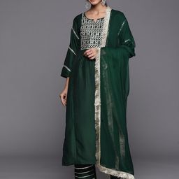 KALINI Women Embroidered Regular Mirror Work Kurta with Trousers & With Dupatta-image-32