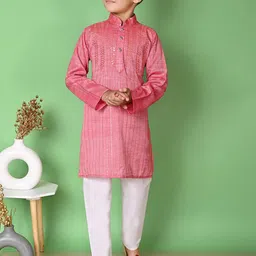 NFC CREATION Boys Embroidered Regular Sequinned Kurta with Pyjamas image 1