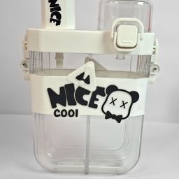deedecorwave White Printed 2in1 Dual Compartment Water Bottle-40