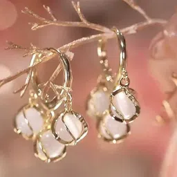 Celestria Gold Plated Artificial Stones Studded Contemporary Drop Earrings-1