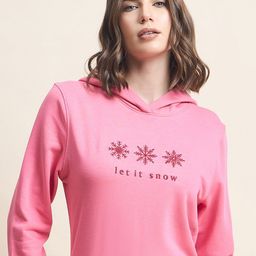 98 Degree North Women Typography Printed Hood Cotton Pullover Sweatshirt-image-95