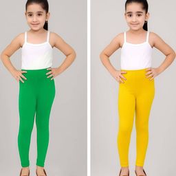 TIK TOK WEARS Kids Girls Pack of 2 Casual Regular Fit Cotton Churidar Length Leggings-picture-2