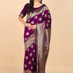 Moda Rapido Woven Design Zari Banarasi Saree With Unstitched Blouse Piece-41