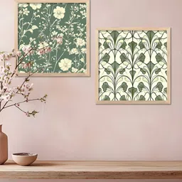 Kotart White & Green 2 Pieces Floral And Botanical Wood Wall Art-11