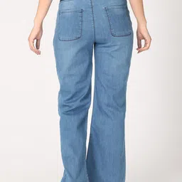 The Mom Store Women Blue Wide Leg High-Rise Light Fade Stretchable Jeans image 3