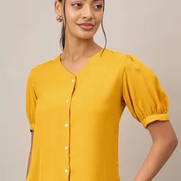 R.Code by The Roadster Life Co. Puff Sleeves Shirt Style Top-image-52