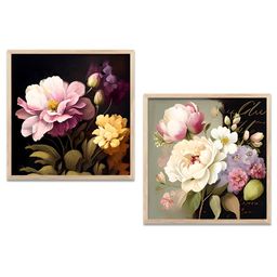 Kotart Brown & Pink 2 Pieces Wooden Floral & Botanical Printed Wall Arts-picture-2